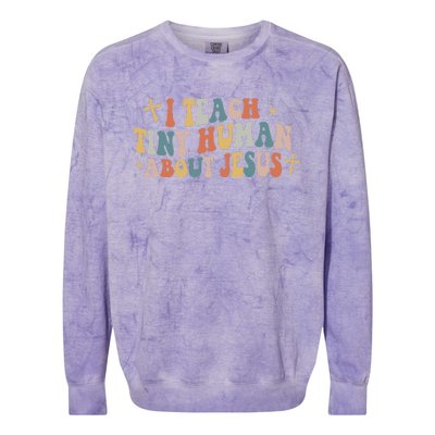 I Teach Tiny Humans About Jesus Sunday School Teacher Colorblast Crewneck Sweatshirt