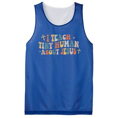 I Teach Tiny Humans About Jesus Sunday School Teacher Mesh Reversible Basketball Jersey Tank