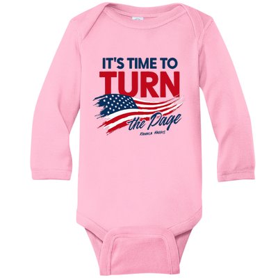 ItS Time To Turn The Page Kamala Harris President Baby Long Sleeve Bodysuit