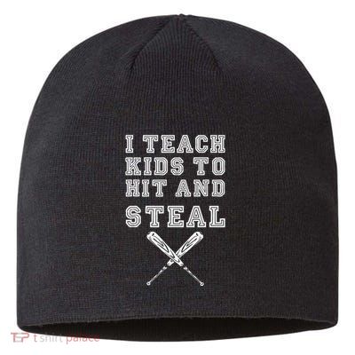 I Teach To Hit And Steal Baseball Coaches Gift Baseball Sustainable Beanie