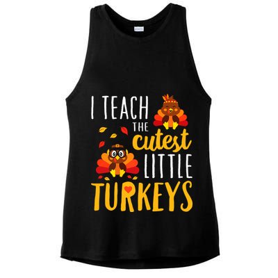 I Teach The Cutest Little Turkeys School Thankful Ladies PosiCharge Tri-Blend Wicking Tank
