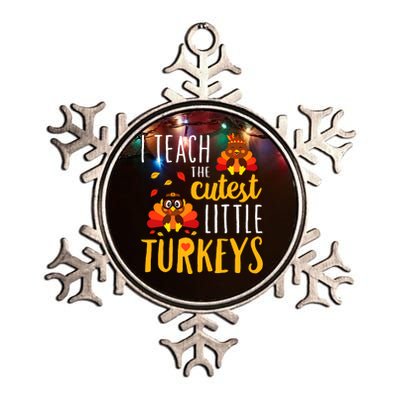 I Teach The Cutest Little Turkeys School Thankful Metallic Star Ornament