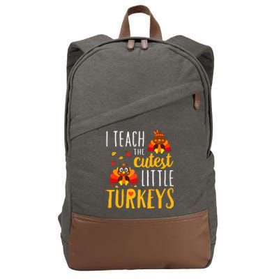 I Teach The Cutest Little Turkeys School Thankful Cotton Canvas Backpack