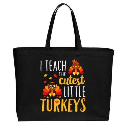 I Teach The Cutest Little Turkeys School Thankful Cotton Canvas Jumbo Tote