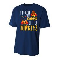 I Teach The Cutest Little Turkeys School Thankful Youth Performance Sprint T-Shirt
