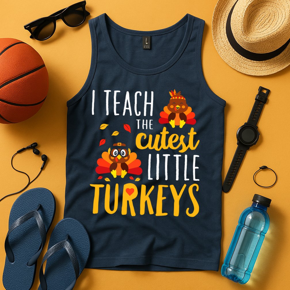 I Teach The Cutest Little Turkeys School Thankful Tank Top