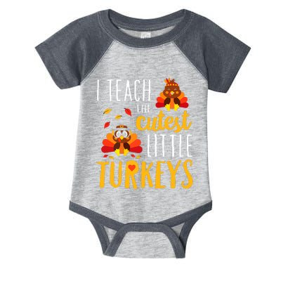 I Teach The Cutest Little Turkeys School Thankful Infant Baby Jersey Bodysuit