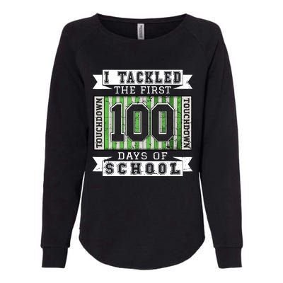 I Tackled The First 100 Days Of School Vintage Football Womens California Wash Sweatshirt