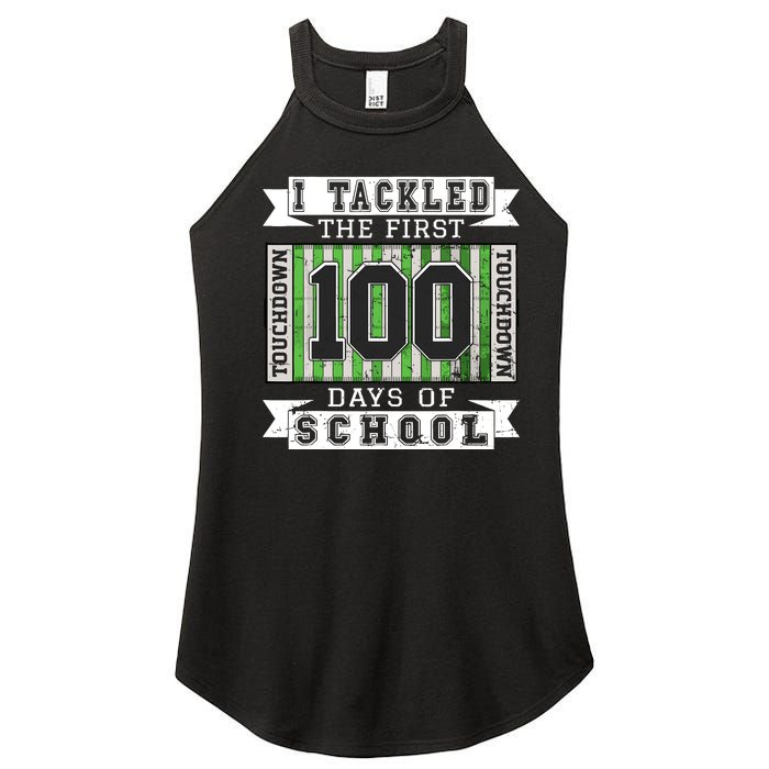 I Tackled The First 100 Days Of School Vintage Football Women’s Perfect Tri Rocker Tank