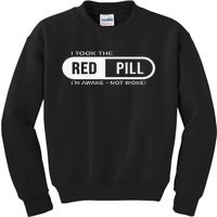 I Took The Red Pill I'm Awake Not Woke Pullover Hoodie Kids Sweatshirt