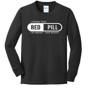 I Took The Red Pill I'm Awake Not Woke Pullover Hoodie Kids Long Sleeve Shirt