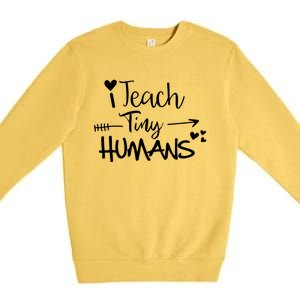 I Teach Tiny Hu Preschool Teacher Homeschool Moms Gift Premium Crewneck Sweatshirt