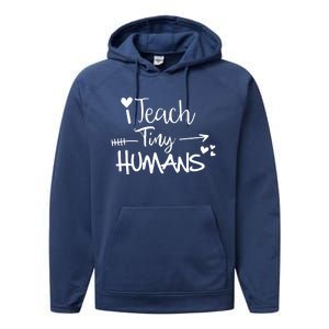 I Teach Tiny Hu Preschool Teacher Homeschool Moms Gift Performance Fleece Hoodie