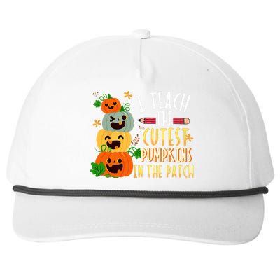 I Teach The Cutest Pumpkins In The Patch Halloween Teacher Snapback Five-Panel Rope Hat