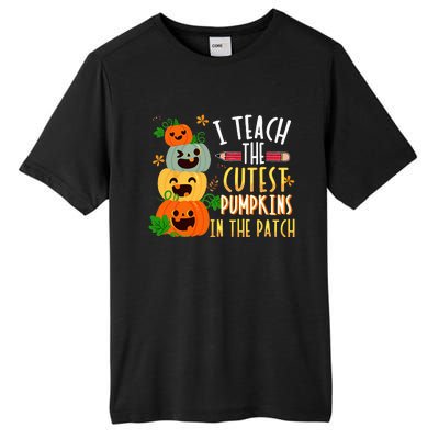 I Teach The Cutest Pumpkins In The Patch Halloween Teacher Tall Fusion ChromaSoft Performance T-Shirt