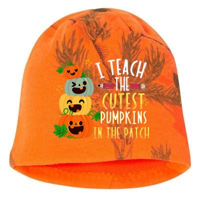 I Teach The Cutest Pumpkins In The Patch Halloween Teacher Kati - Camo Knit Beanie