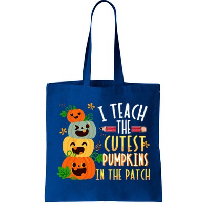 I Teach The Cutest Pumpkins In The Patch Halloween Teacher Tote Bag