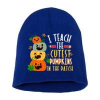 I Teach The Cutest Pumpkins In The Patch Halloween Teacher Short Acrylic Beanie