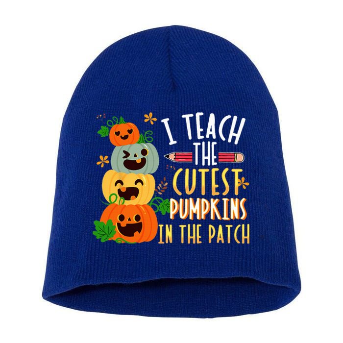 I Teach The Cutest Pumpkins In The Patch Halloween Teacher Short Acrylic Beanie