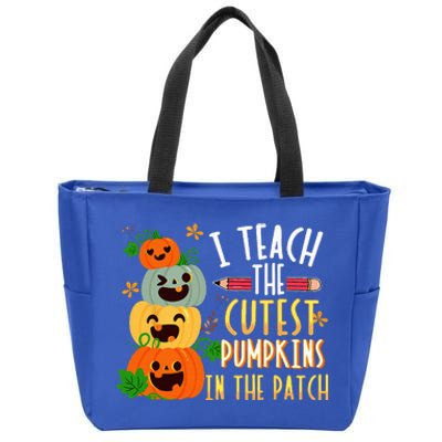 I Teach The Cutest Pumpkins In The Patch Halloween Teacher Zip Tote Bag