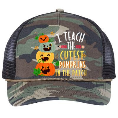 I Teach The Cutest Pumpkins In The Patch Halloween Teacher Retro Rope Trucker Hat Cap