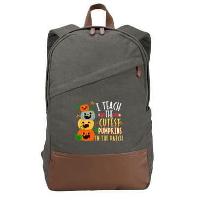 I Teach The Cutest Pumpkins In The Patch Halloween Teacher Cotton Canvas Backpack