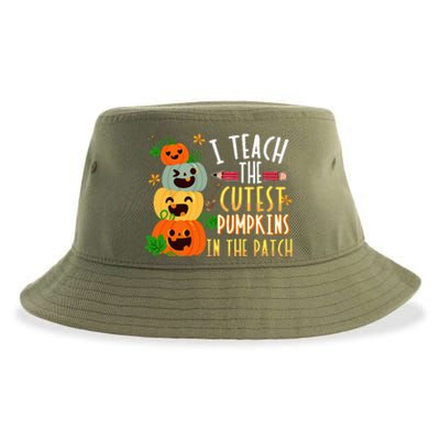 I Teach The Cutest Pumpkins In The Patch Halloween Teacher Sustainable Bucket Hat