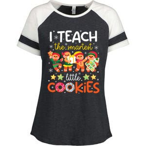 I Teach The Smartest Little Cookies Teacher Christmas Pajama Enza Ladies Jersey Colorblock Tee