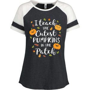 I Teach The Cutest Pumpkins In The Patch Halloween Top Funny Gift Enza Ladies Jersey Colorblock Tee