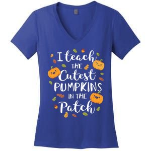 I Teach The Cutest Pumpkins In The Patch Halloween Top Funny Gift Women's V-Neck T-Shirt