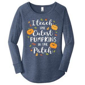 I Teach The Cutest Pumpkins In The Patch Halloween Top Funny Gift Women's Perfect Tri Tunic Long Sleeve Shirt