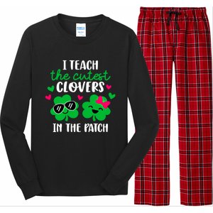 I Teach The Cutest Clover In The Patch Teacher Patrick's Day Gift Long Sleeve Pajama Set