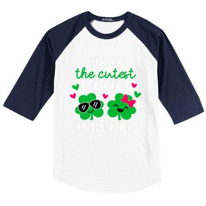 I Teach The Cutest Clover In The Patch Teacher Patrick's Day Gift Baseball Sleeve Shirt