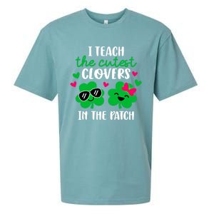 I Teach The Cutest Clover In The Patch Teacher Patrick's Day Gift Sueded Cloud Jersey T-Shirt