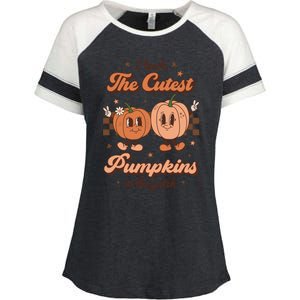 I Teach The Cutest Pumpkins In The Patch Retro Teacher Fall Gift Enza Ladies Jersey Colorblock Tee