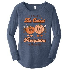 I Teach The Cutest Pumpkins In The Patch Retro Teacher Fall Gift Women's Perfect Tri Tunic Long Sleeve Shirt