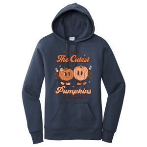 I Teach The Cutest Pumpkins In The Patch Retro Teacher Fall Gift Women's Pullover Hoodie