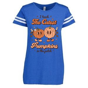 I Teach The Cutest Pumpkins In The Patch Retro Teacher Fall Gift Enza Ladies Jersey Football T-Shirt