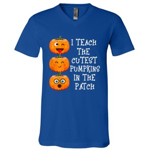 I Teach The Cutest Pumpkins In The Patch Cool Gift V-Neck T-Shirt