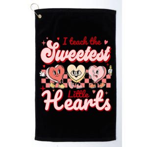 I Teach The Sweetest Hearts Retro Teacher Valentines Day Platinum Collection Golf Towel