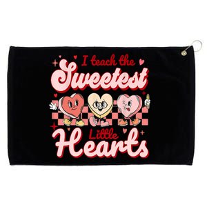 I Teach The Sweetest Hearts Retro Teacher Valentines Day Grommeted Golf Towel