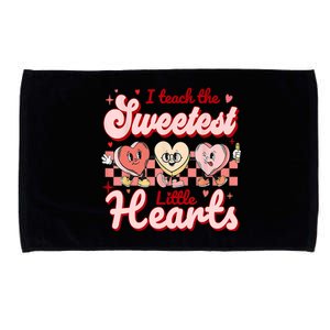 I Teach The Sweetest Hearts Retro Teacher Valentines Day Microfiber Hand Towel