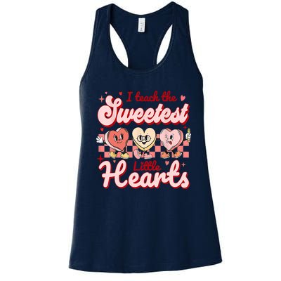 I Teach The Sweetest Hearts Retro Teacher Valentines Day Women's Racerback Tank