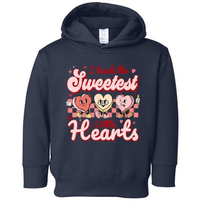 I Teach The Sweetest Hearts Retro Teacher Valentines Day Toddler Hoodie