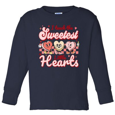 I Teach The Sweetest Hearts Retro Teacher Valentines Day Toddler Long Sleeve Shirt