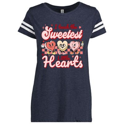 I Teach The Sweetest Hearts Retro Teacher Valentines Day Enza Ladies Jersey Football T-Shirt