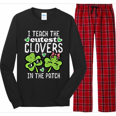 I Teach The Cutest Clovers In Patch St Patricks Day Teacher Cute Gift Long Sleeve Pajama Set