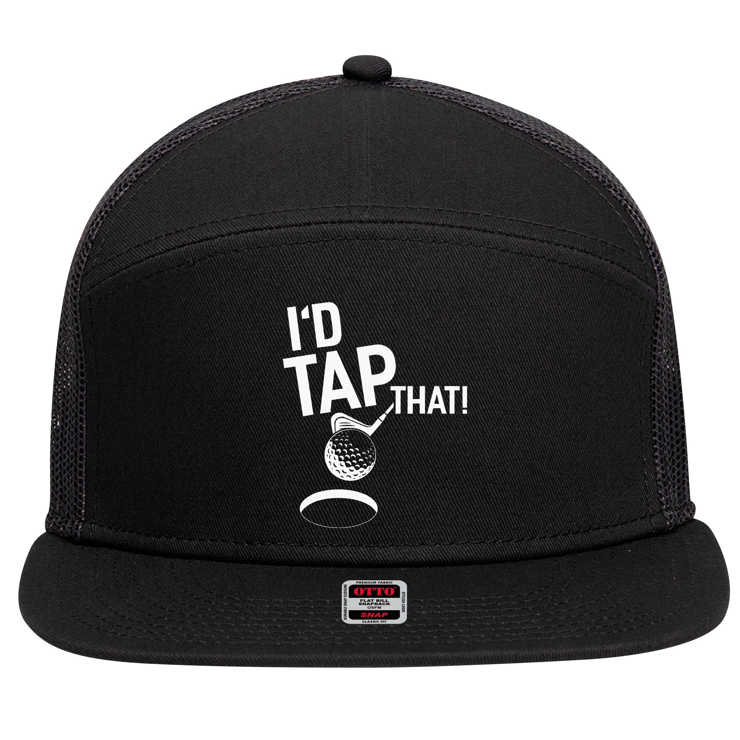 I'd Tap That Golf Funny Golf 7 Panel Mesh Trucker Snapback Hat