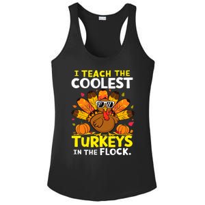 I Teach The Coolest Turkeys The Flock Thanksgiving Teacher Ladies PosiCharge Competitor Racerback Tank