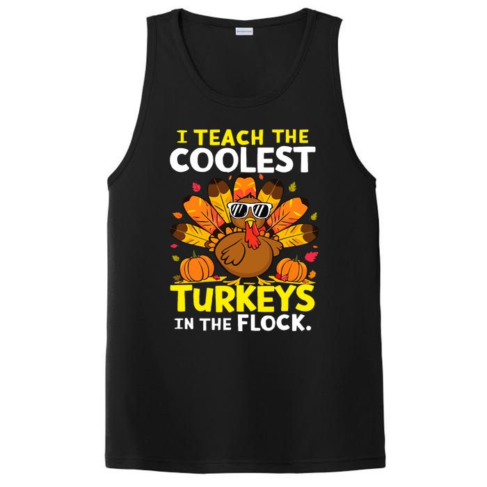 I Teach The Coolest Turkeys The Flock Thanksgiving Teacher PosiCharge Competitor Tank